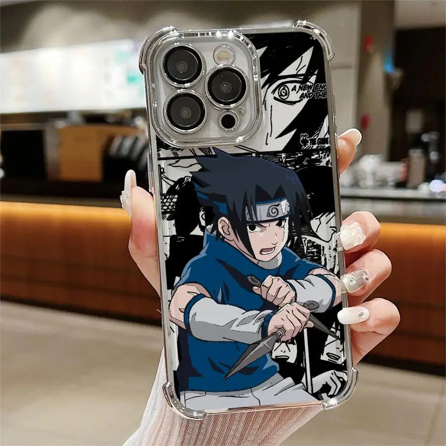 Case for iPhone 11 16 Pro Max 15 Plus 13 17 Air 14 12 Soft Phone Cover Anime Character Sasukes