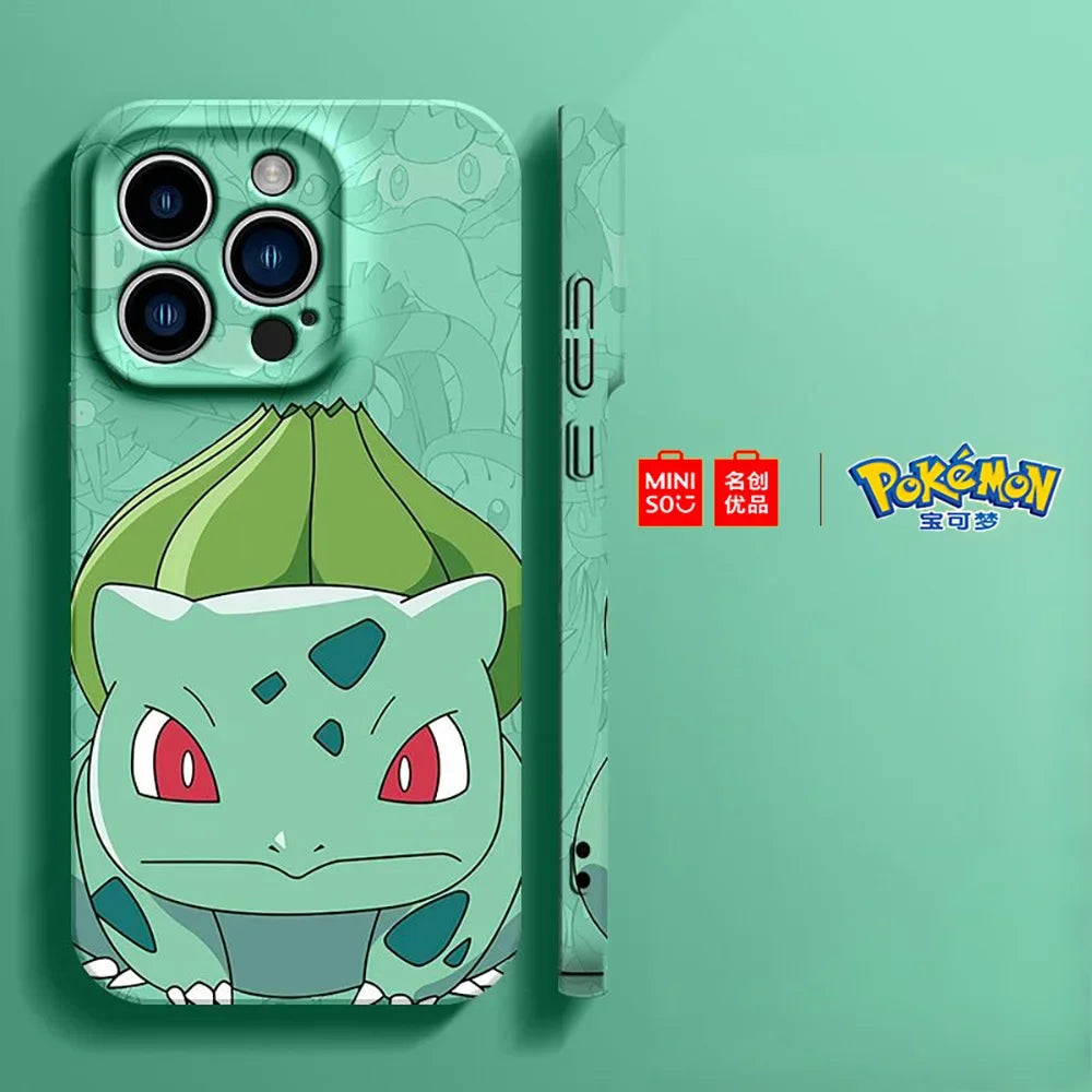 Miniso Pokemon Collaboration Pikachu Gengar Phone Case For iPhone 15 14 13 11 12 16 Pro Max Plus Stiff Hard Phone Case