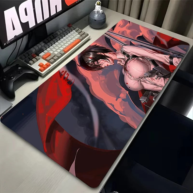 Anime Mouse Pad Large XXL Laptop Mikasa Kawaii Girl Keyboard Rug PC Gamer Cabinet Mousepad Attack on Titan Gaming Desk Mat
