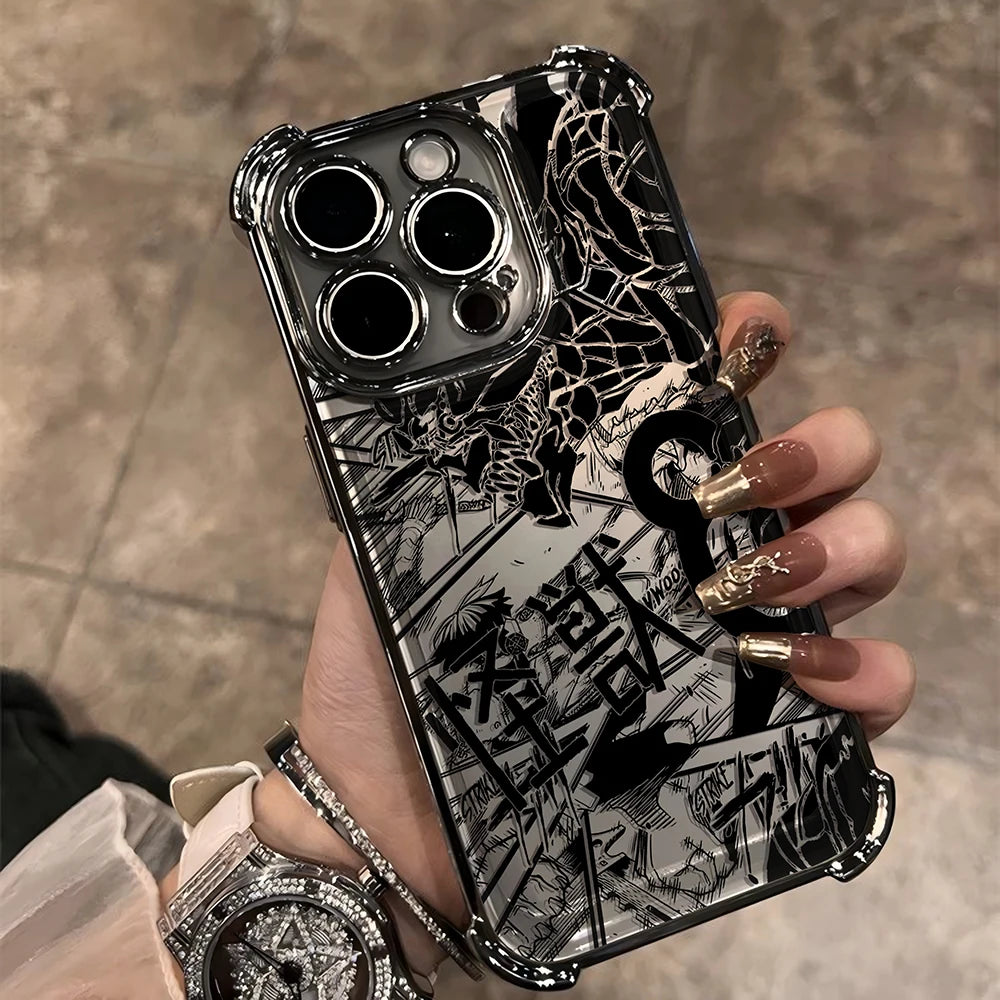 Plating Case For Kaiju No 8 Kafka iPhone 16 15 14 13 12 11 Pro Max X XR XSMax 7 8 6 Plus Anti-Fall Airabag Back Cover