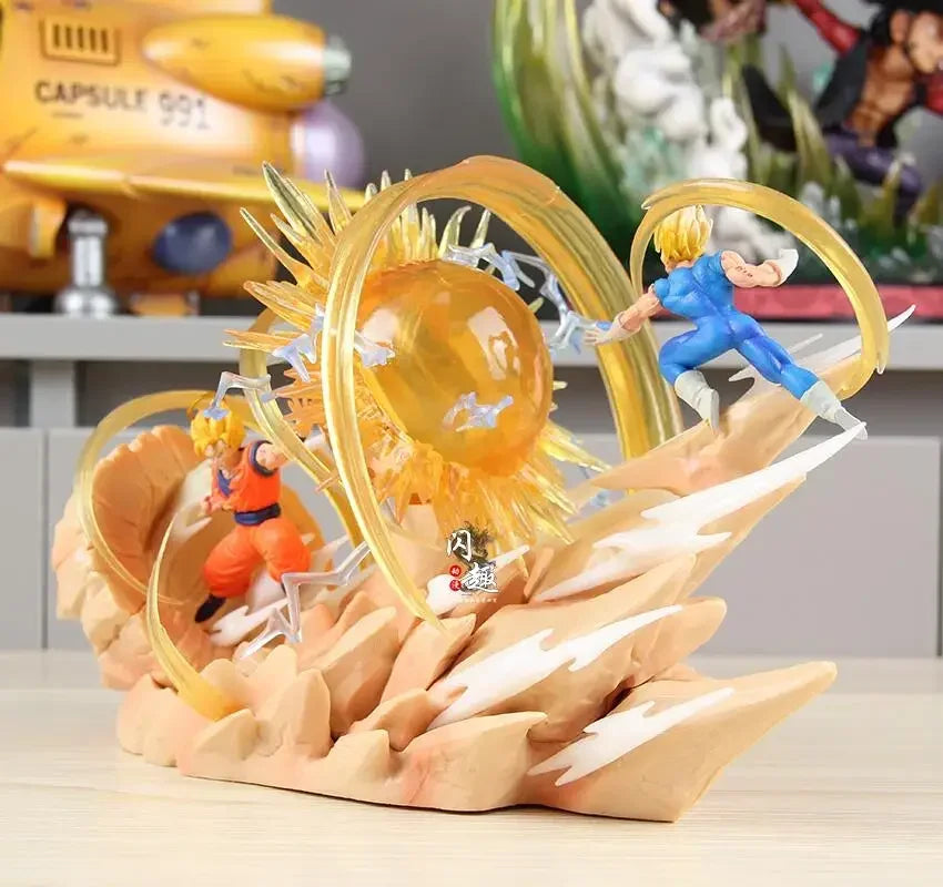 ¡CHOQUE DE RIVALES! ⚡ Diorama ÉPICO de Goku y Vegeta Super Saiyan en batalla.