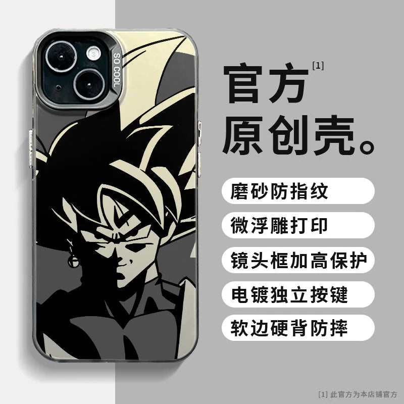 Dragons Balls Black Goku Phone Case For iPhone 16 15 14 13 12 11 Pro Max X XR XSMAX 8 7 Plus Candy Matte Shockproof Back Cover