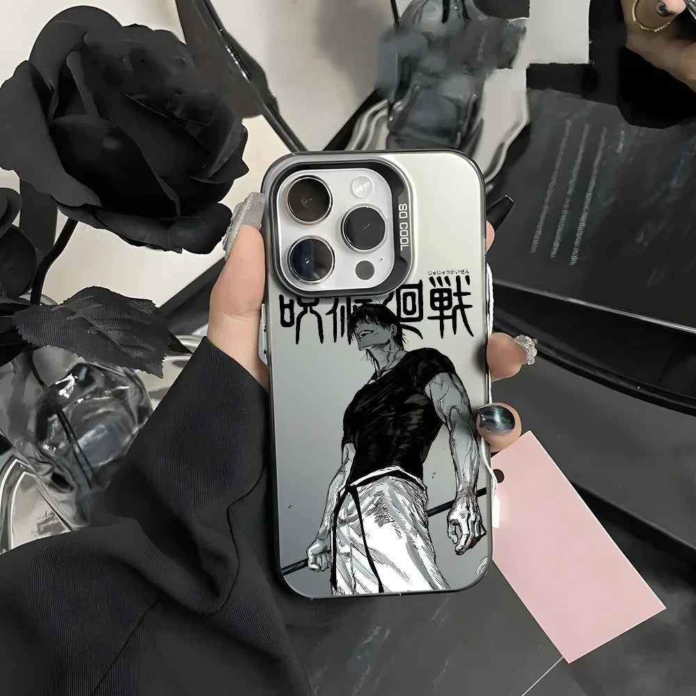 J-Jujutsu Toji Kaisen F-Fushiguro Phone Case for IPhone 16 15 14 13 12 11 Pro Max Independent Metal Button Silver Shell