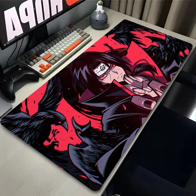 Black and White Cool Mouse Pad XL PC Non Slip A-akatsuki Keyboard Rug Laptop Japan Anime N-narutoS Mousepad Moon Desk Mat Carpet
