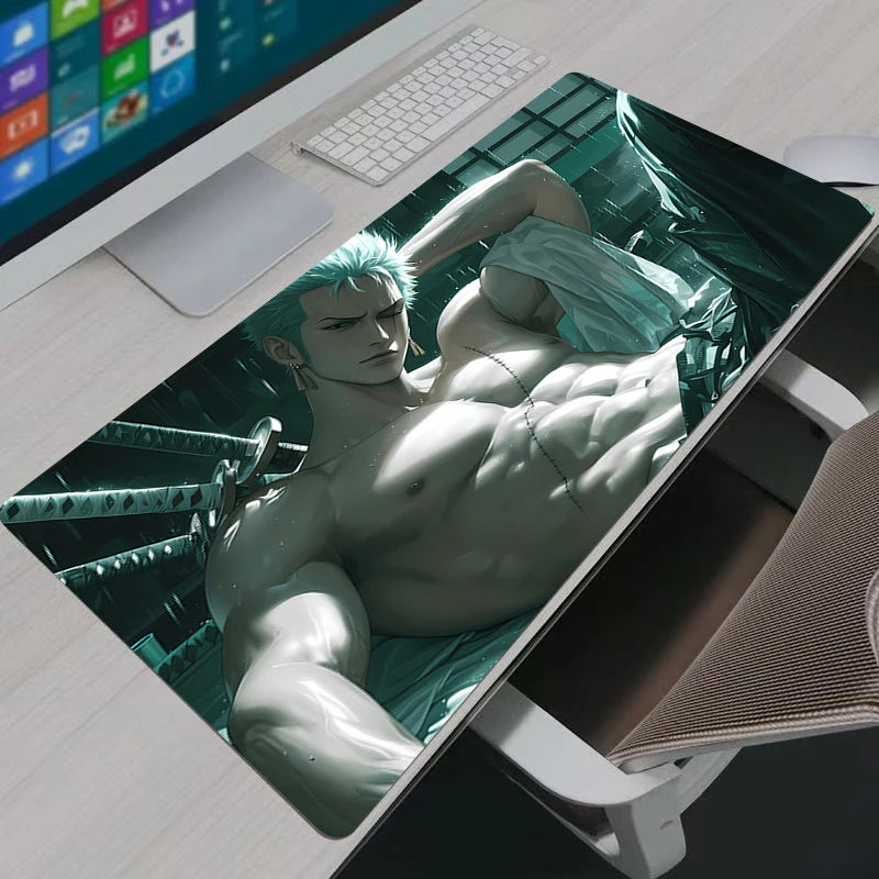 Mouse Pad Notbook One Piece Zoro Large Keyboard Mat NonSlip Rubber Computer Carpet Desk Mat PC Gamer MousePad Youth Gifts