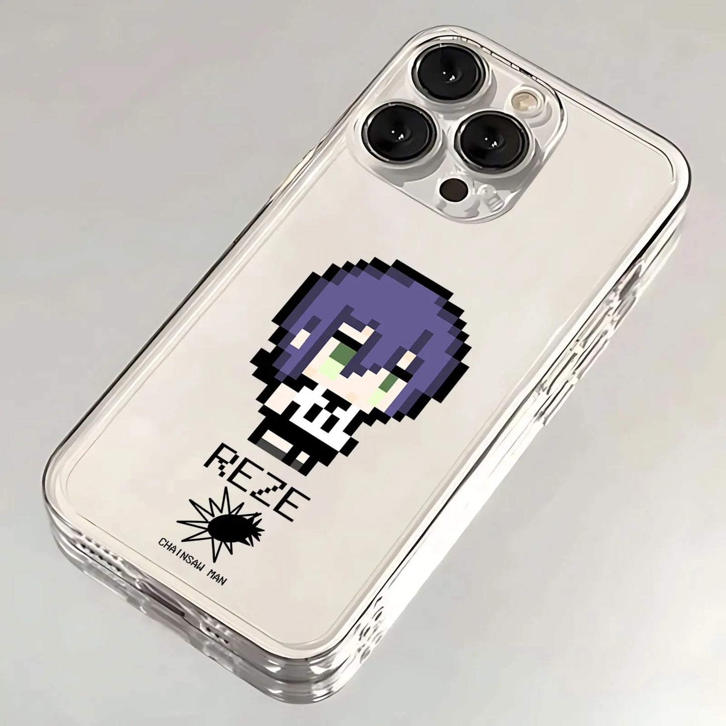 Pixel Cartoon Chainsaw Man Hot Phone Case For iPhone 16 15 14 13 12 11 Mini Pro Max X XR XSMax 7 8 Plus SE20 Transparent Cover
