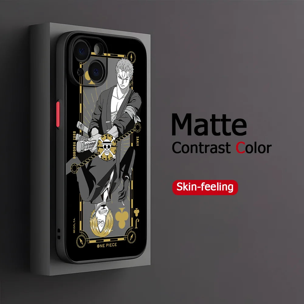 New Luffies Zoroes Phone Case for iPhone 16 15 14 Plus 13 12 Mini 11 Pro Max X Xs XR 7 8 Matte Transparent Hard Cover