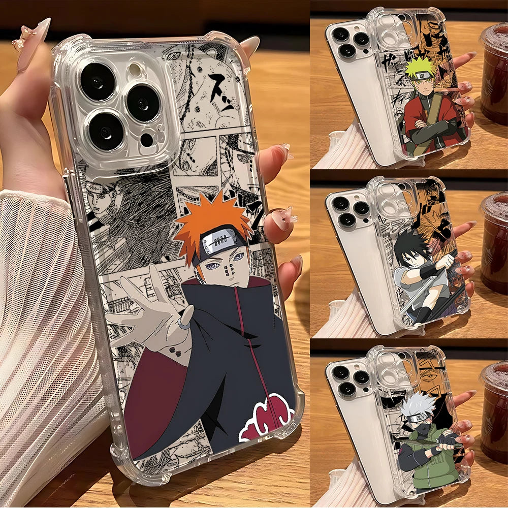 Anime Phone Case For iPhone 16 15 14 13 12 11 Mini Pro Max X XR XSMax 8 Plus Uchihas Anti Fall Itachis Transparent Sasukes Cover