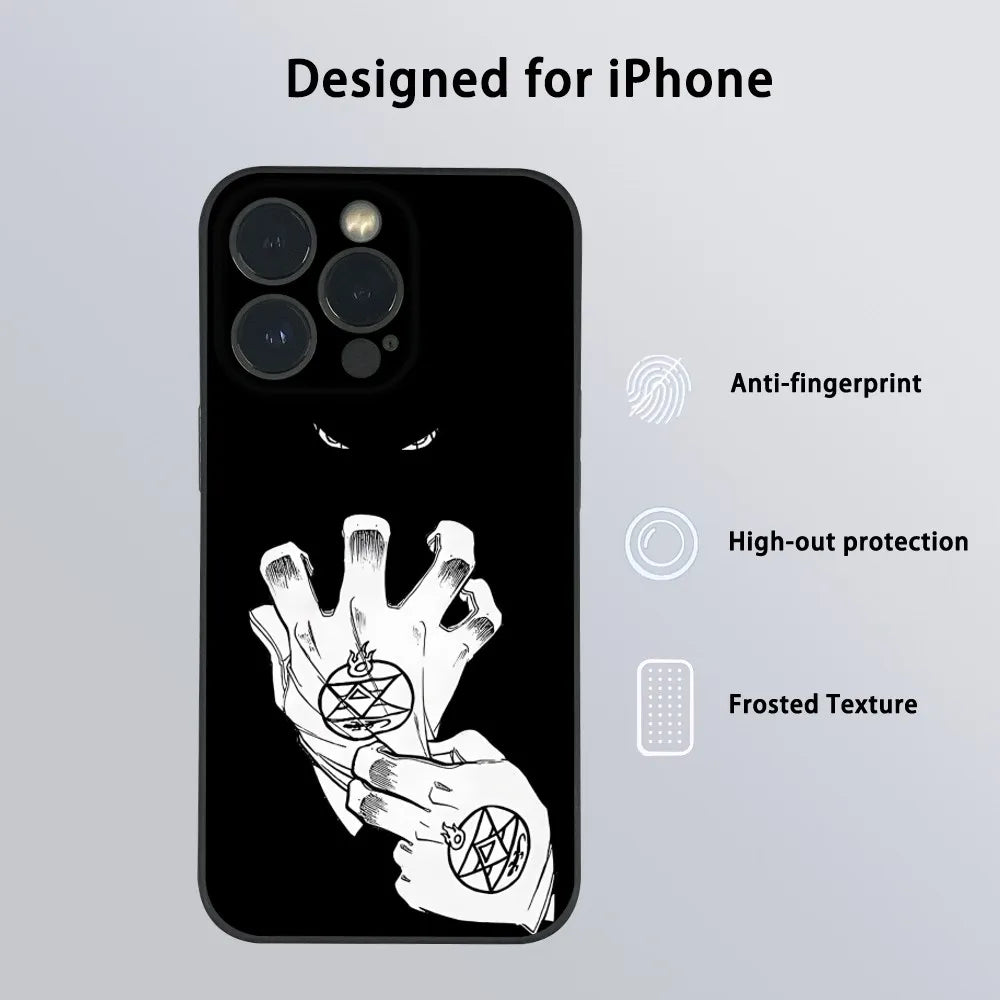F-Fullmetal A-Alchemist Anime Phone Case For iPhone 15 14 13 12 11 Pro Xs Max Mini XR X 7 8 Plus Black Frosted Soft Shell Funda