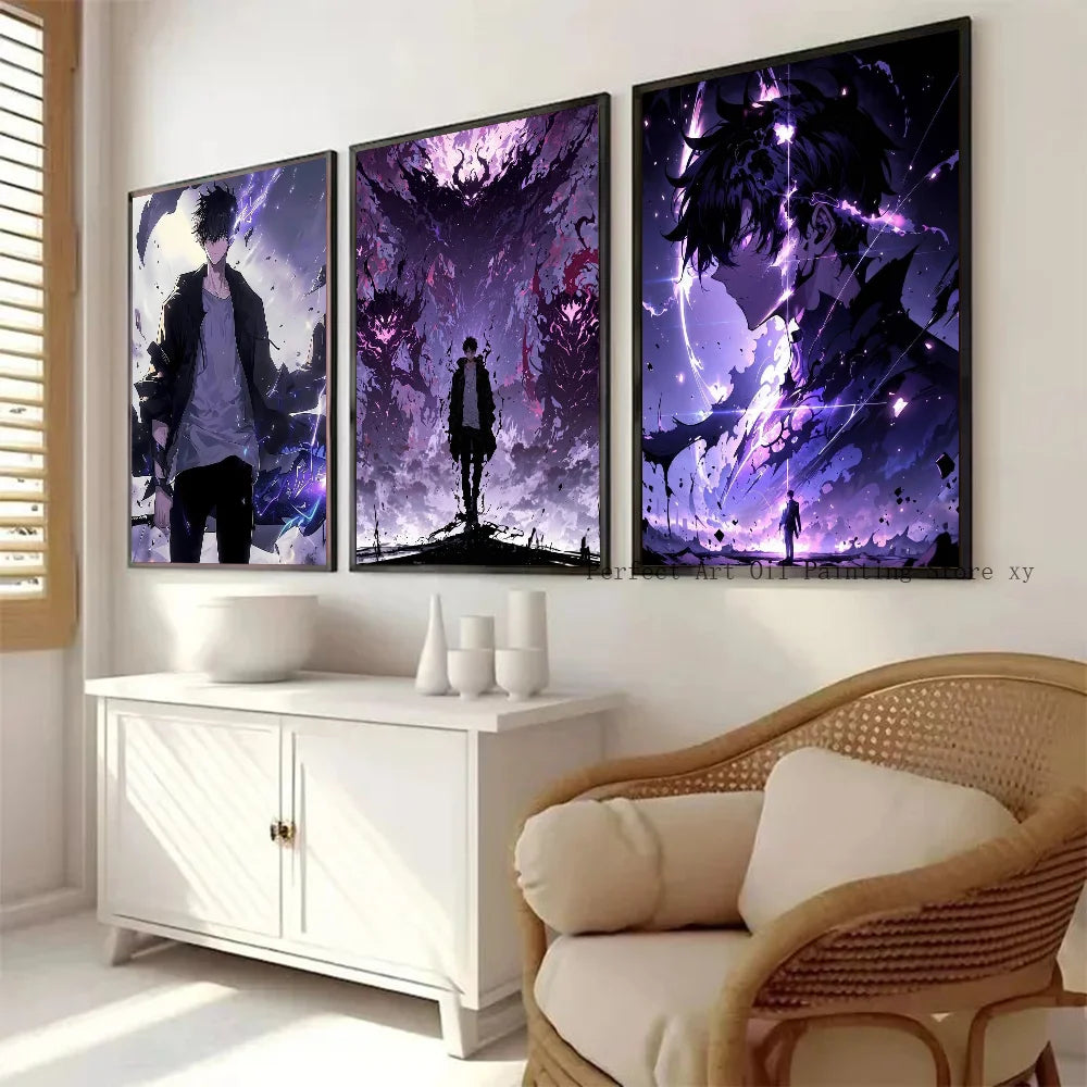 1PC Solo Leveling Poster Self-adhesive Art Waterproof Paper Sticker Coffee House Bar Room Wall Decor