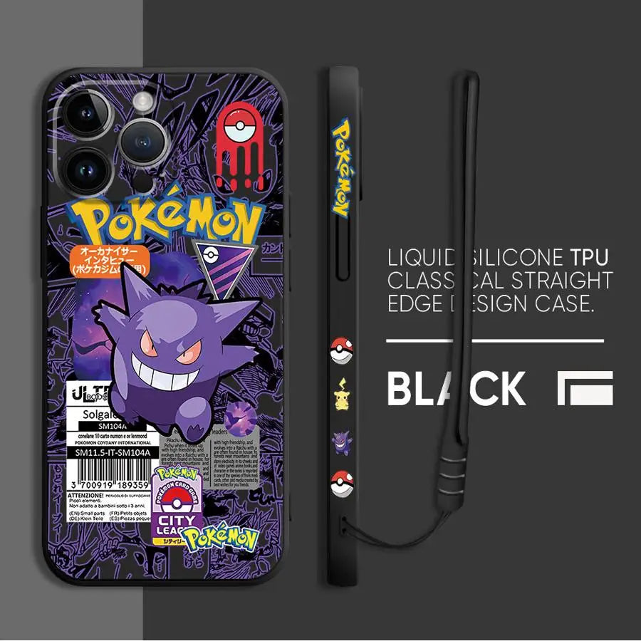 Pokemons Gengars Phone Case for iPhone 11 12 13 14 15 16 Pro Max XR XS 7 8 SE 15 Plus 13 Mini Cover