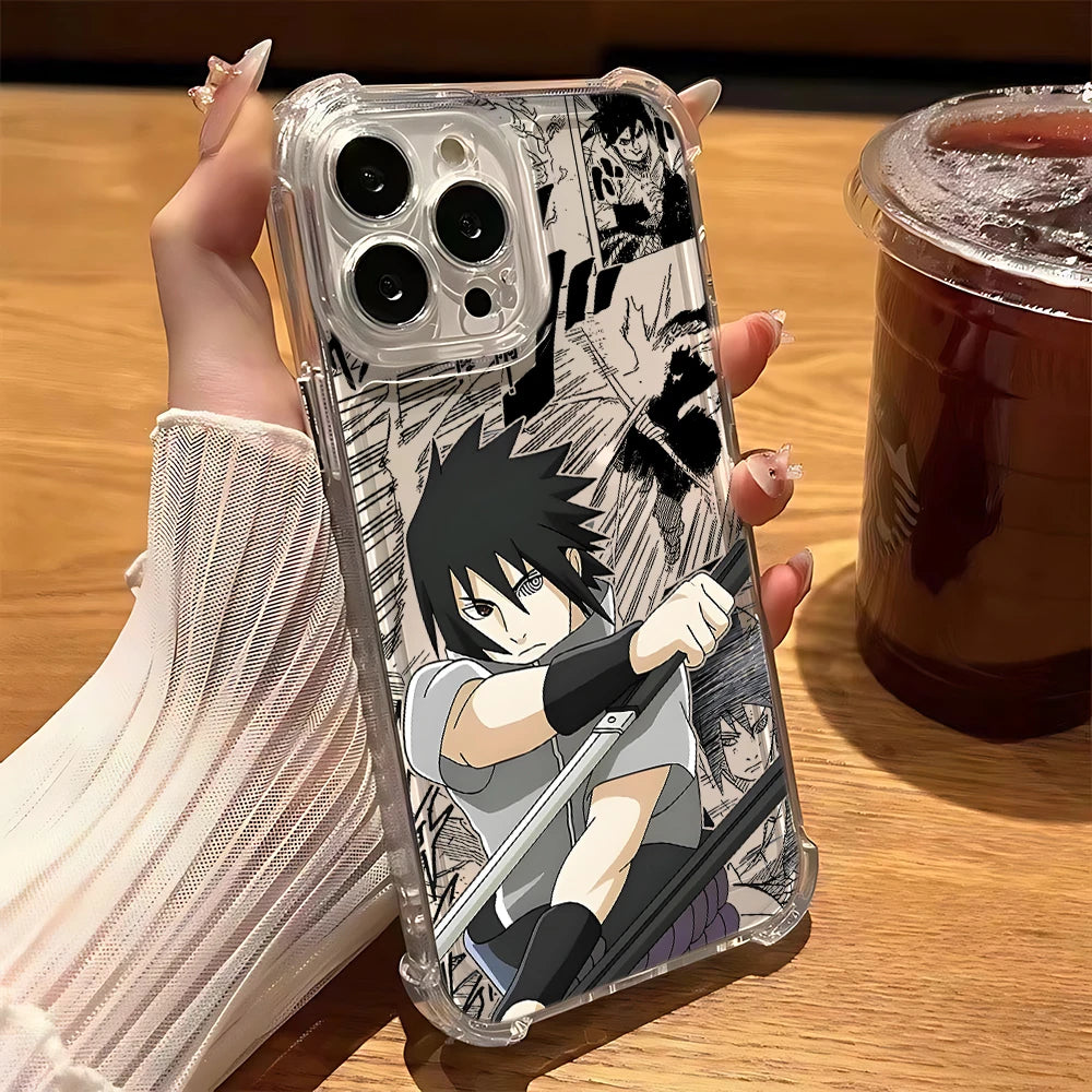 Anime Phone Case For iPhone 16 15 14 13 12 11 Mini Pro Max X XR XSMax 8 Plus Uchihas Anti Fall Itachis Transparent Sasukes Cover