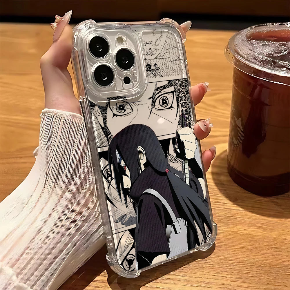 Anime Phone Case For iPhone 16 15 14 13 12 11 Mini Pro Max X XR XSMax 8 Plus Uchihas Anti Fall Itachis Transparent Sasukes Cover