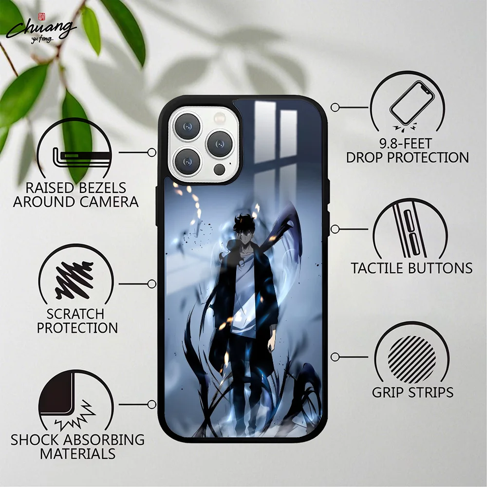 Solo Leveling Season Phone Case For 11 12 13 14 15 16Pro Max Mini Plus Frosted Mirror Phone Cover