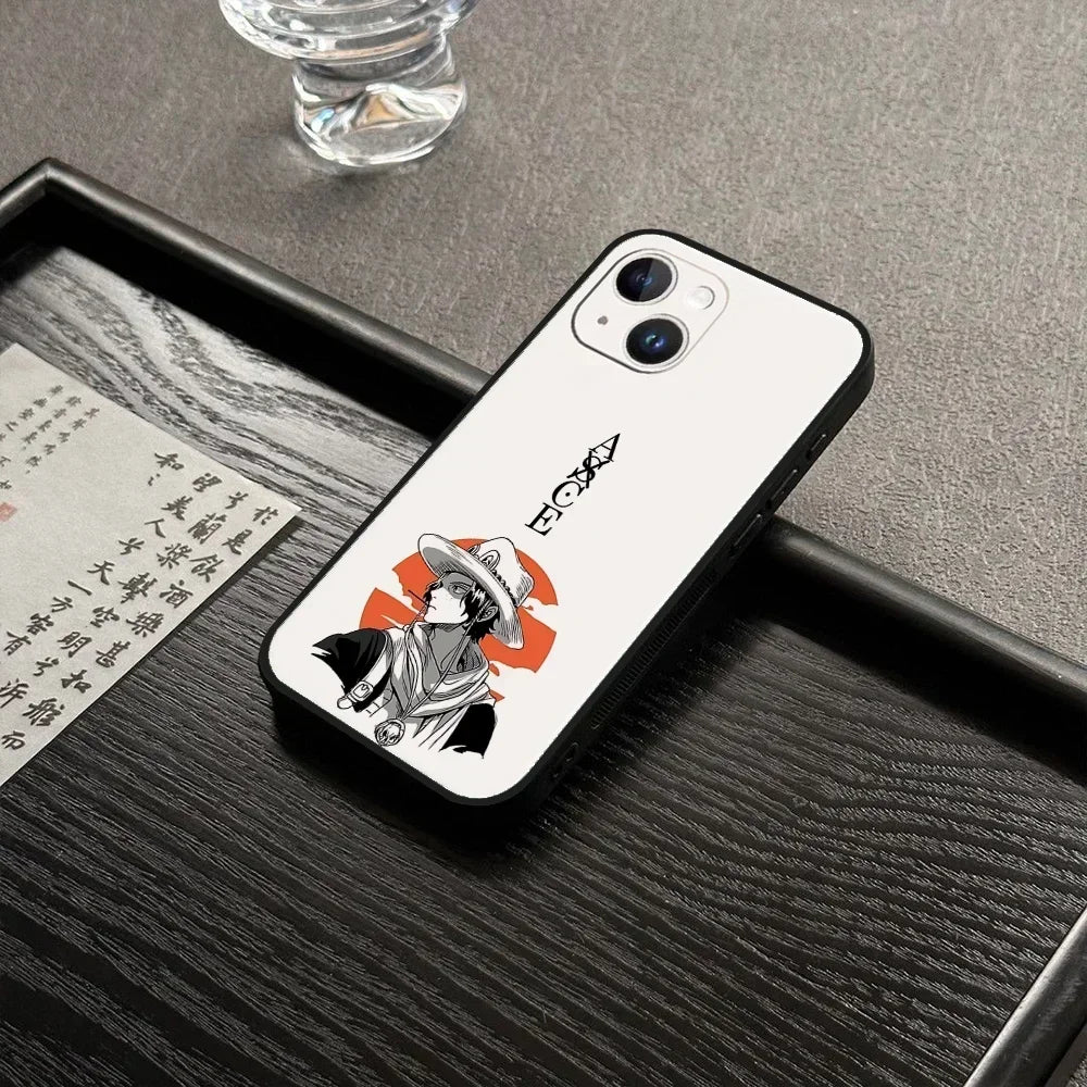 Portgas·D· Ace O-ones P-pieces Phone Case For Iphone 16 15 11 13 14 Pro Max 7 8 Plus X Xr Xs Max 12mini Black Shell Cover Case