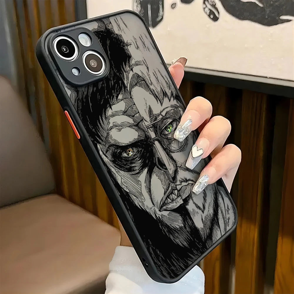 Luxury Attack On Titan Hot Anime Phone Case For iPhone 16 15 14 13 12 11 Mini Pro Max X XR XSMax 7 8 6 6s Plus Matte Clear Cover