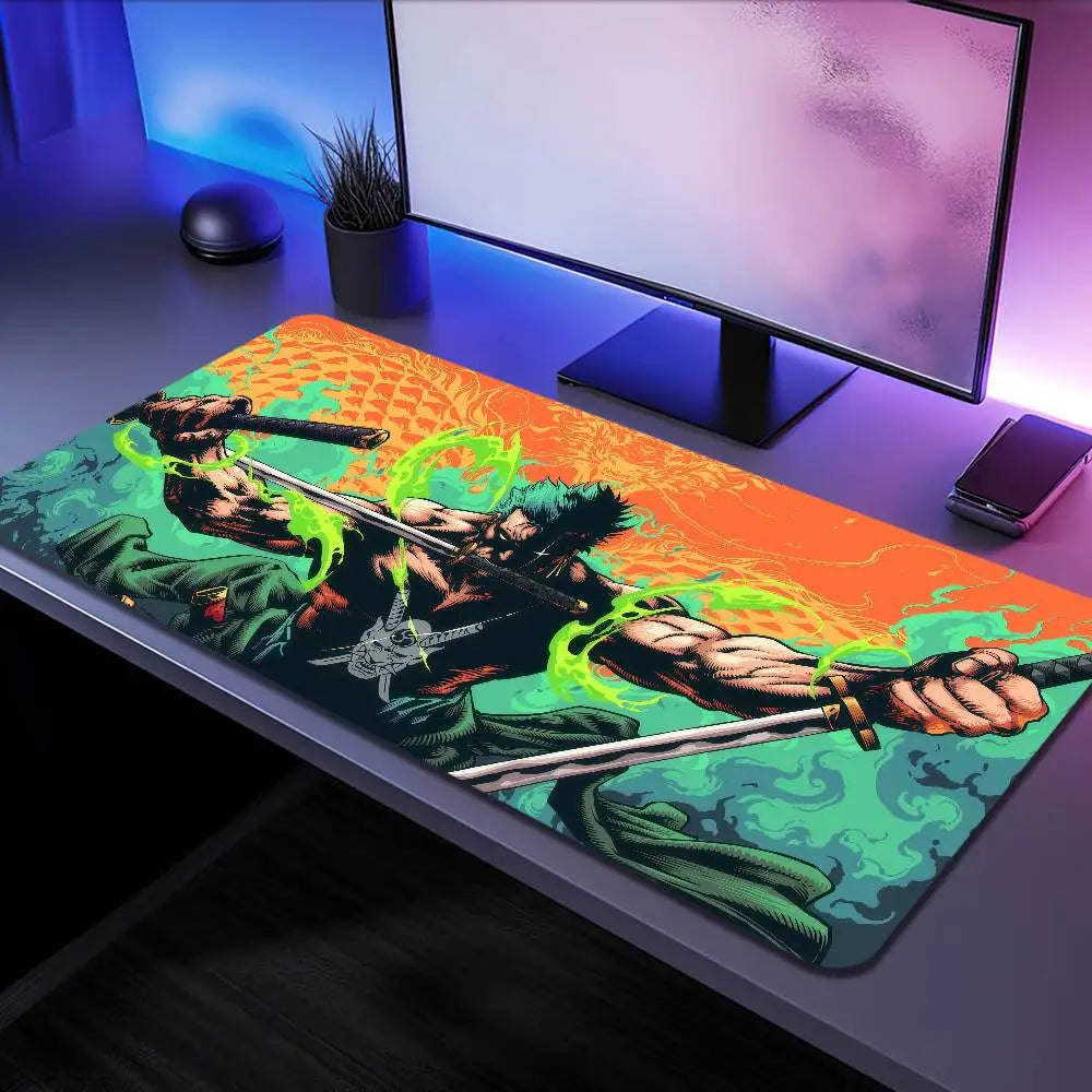 ONE PIECE Roronoa Zoro Anime Mousepad Large Desk Mat Keyboard Ergonomic Office Rubber PC Non-slip Anti-fray Home Custom Game