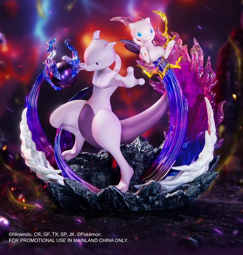 Pokemon Anime Action Figures Mewtwo And Mew Funism Original Genuine Home Model Figurine Desktop Collection Ornaments Toy Gift