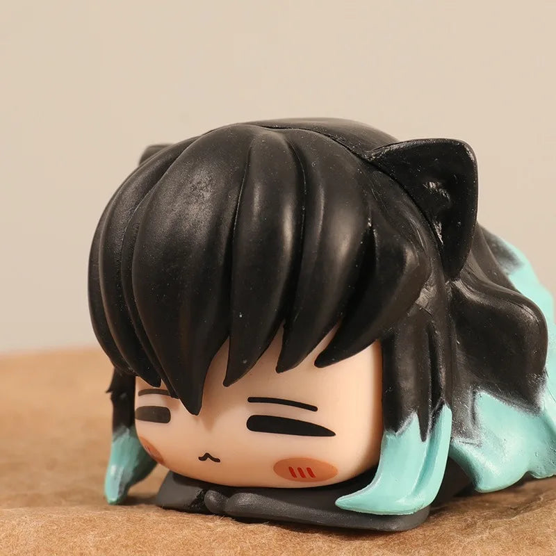 Demon Slayer Lying Down Statues Cartoon Tanjiro Nezuko Yuzuki Miho Figurines Kawaii Action Figures Home Decoration Anime Gifts