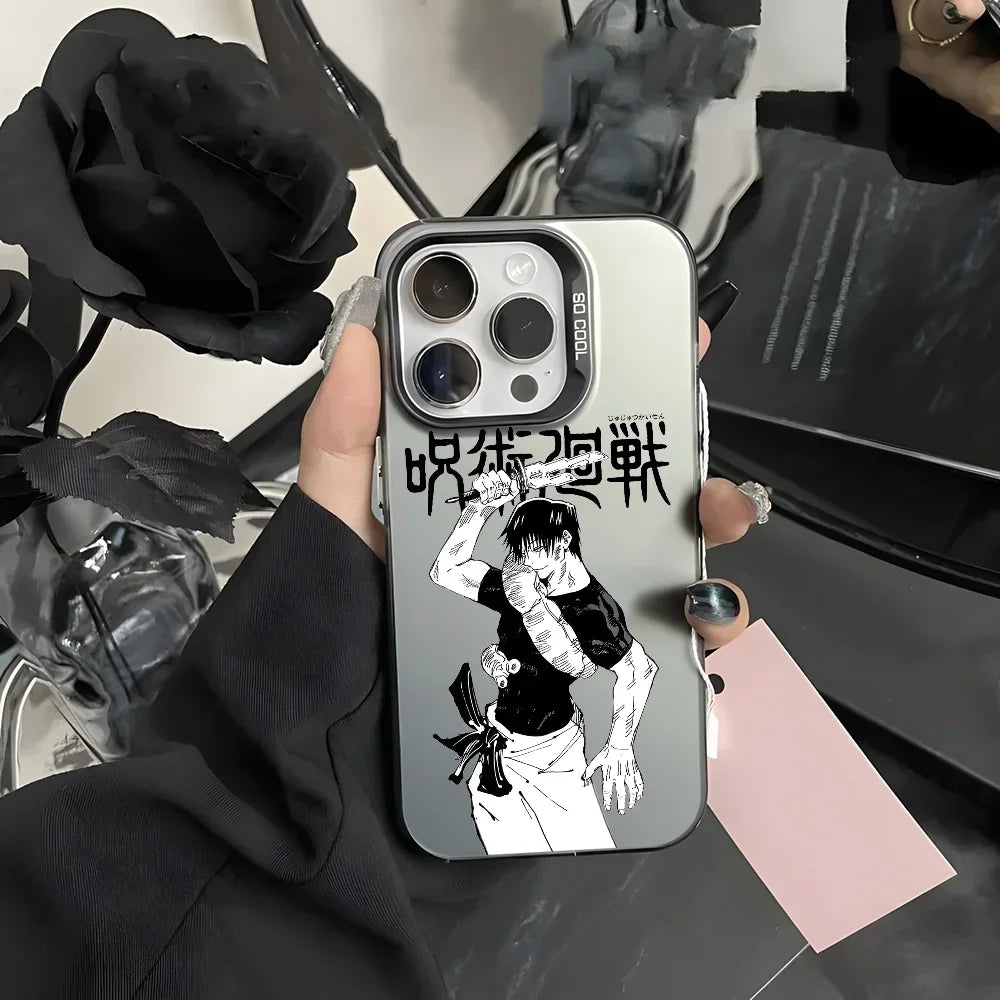J-Jujutsu Toji Kaisen F-Fushiguro Phone Case for IPhone 16 15 14 13 12 11 Pro Max Independent Metal Button Silver Shell