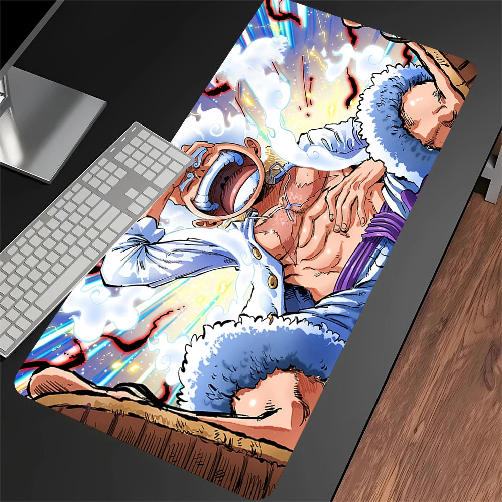 Luffys-Gear5 Desk Mat Large Mousepad Anime Mouse Pad O-One-PieceS Pc Accessories Gamer Keyboard Xxl Gaming Extended Mats