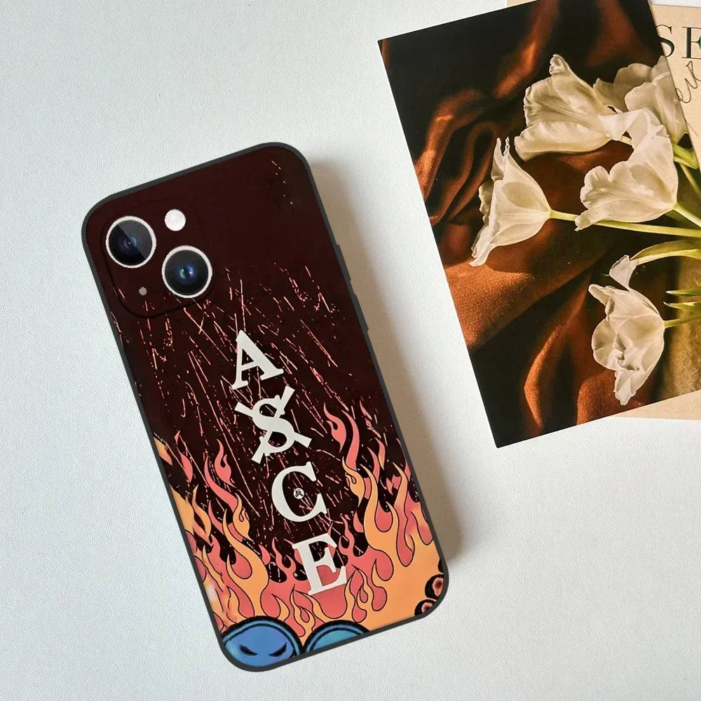 Portgas·D· Ace O-ones P-pieces Phone Case For Iphone 16 15 11 13 14 Pro Max 7 8 Plus X Xr Xs Max 12mini Black Shell Cover Case