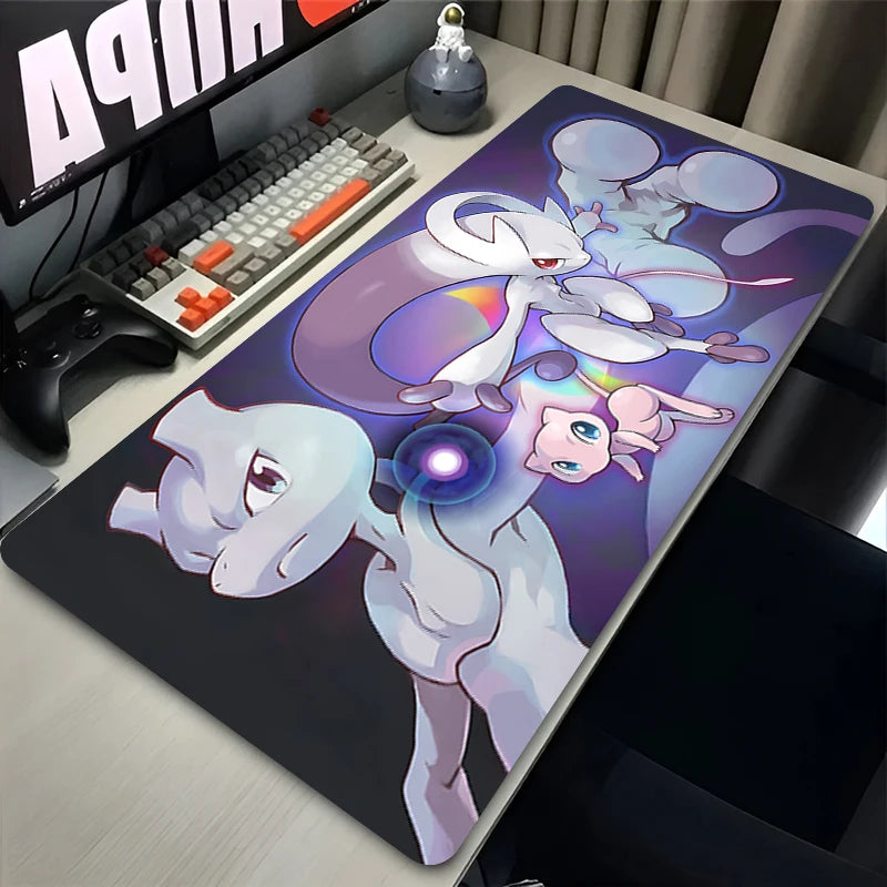 Purple Mouse Pad Large Gamer P-pokemon Mewtwo Keyboard Desk Mat XXL Carpet Rubber Tapis Souris PC Gaming Accessories Mousepad