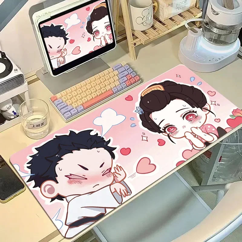 Demon Slayer Inspired Large Mouse Pad - XXL Cute Kawaii Anime Desk Mat for Girls, Non-Slip Keyboard Cover for Office & Laptop