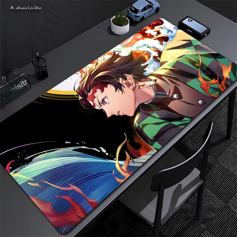 Anime Demon Slayer Gaming Mouse Pad Rubber Mat Deskmat Keyboard Pads Cartoon Cute Mousepad Kawaii Pc Accessories Mouse Mats Xxl