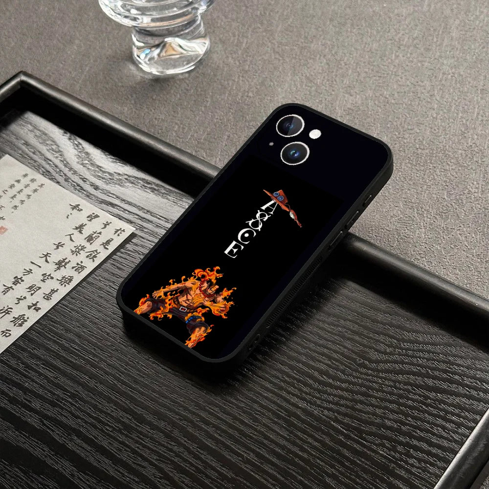 Portgas·D· Ace O-ones P-pieces Phone Case For Iphone 16 15 11 13 14 Pro Max 7 8 Plus X Xr Xs Max 12mini Black Shell Cover Case