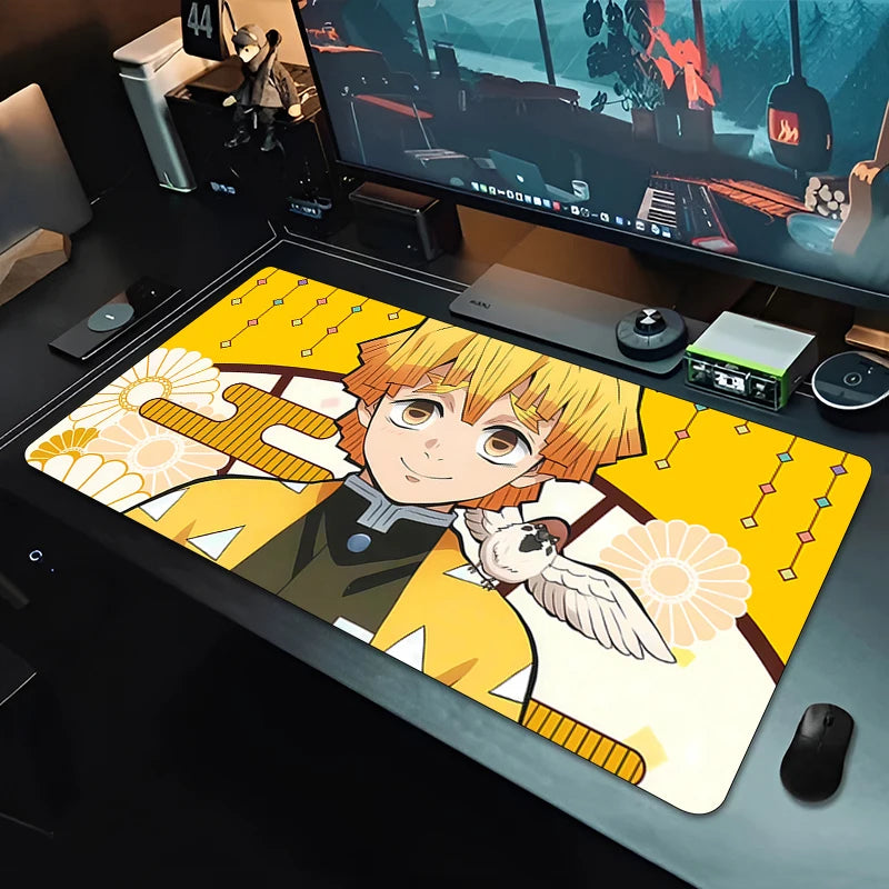 Demon Slayer Agatsuma Zenitsu Mouse Pad Gaming Accessories Office Gamer Desk Mat Non-Slip Laptop ground Large PC carpet Mousepad
