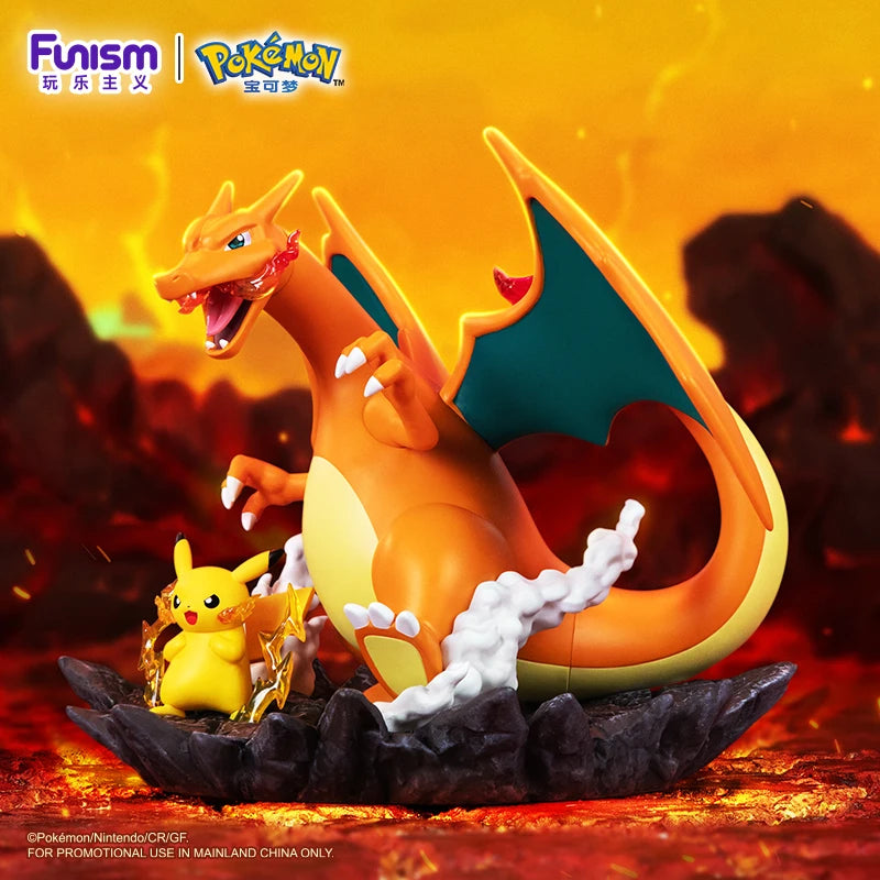 Genuine 16cm Pokemon Action Figures Charizard With Pikachu Cartoon Anime Collectible Model Toys For Birthday Gift