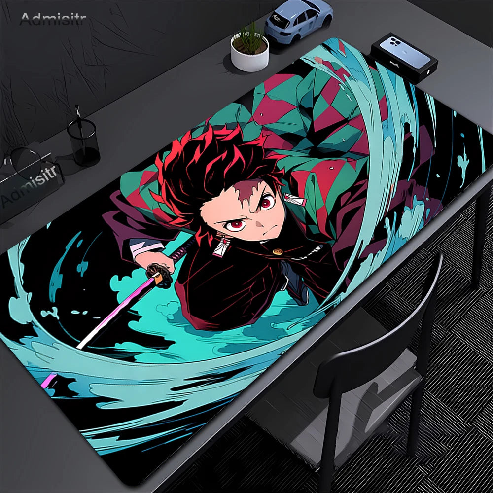 Large Mouse Pad Demon Slayer Nezuko Cute Anime Mousepads Kawaii Table Mats Office Accessories Deskmat Rubbe Lockedge Mouse Mat