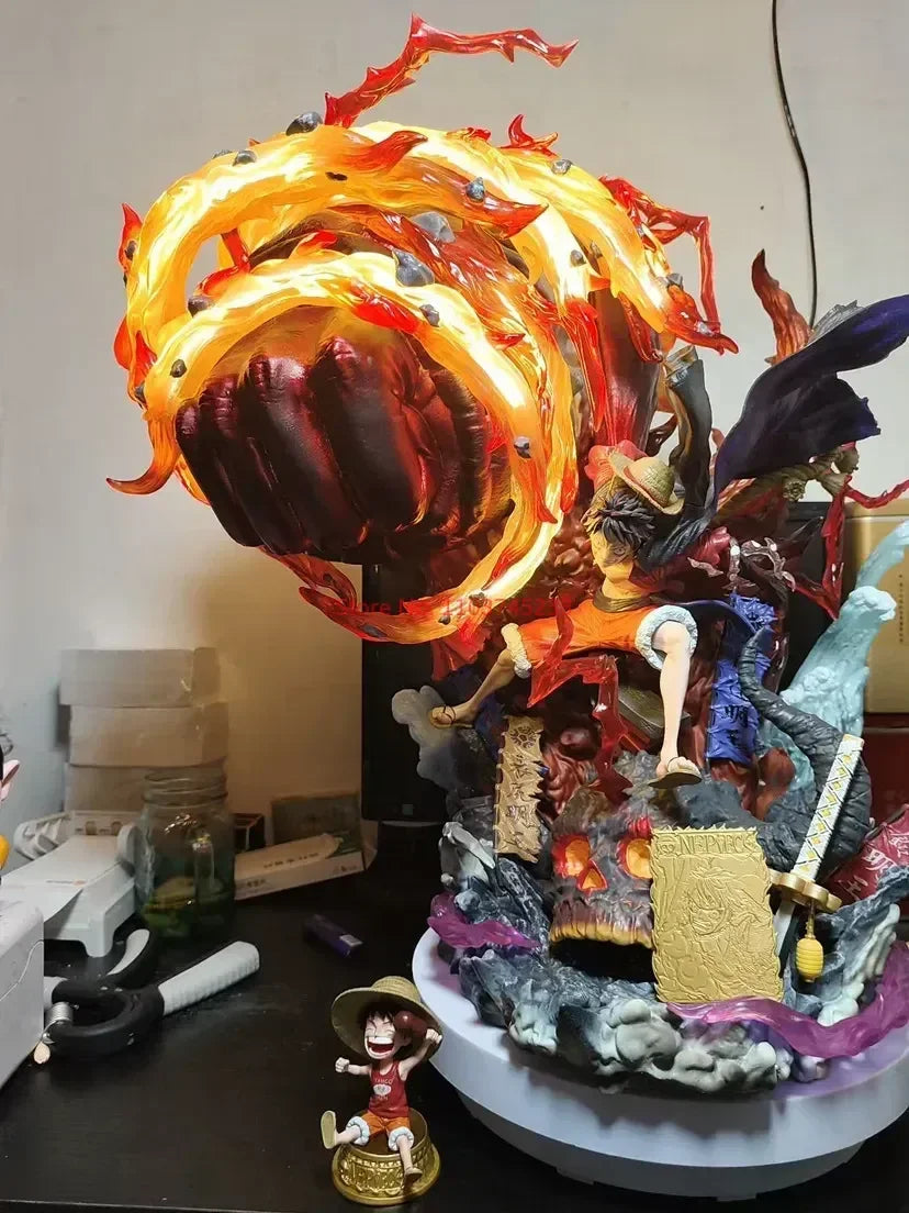 Hot One Piece Gk Anime Figure Luffy With Led  Toys Gear 3 Figurine Red Roc Pvc Statue Collectible Model Decoration Birthday Gift