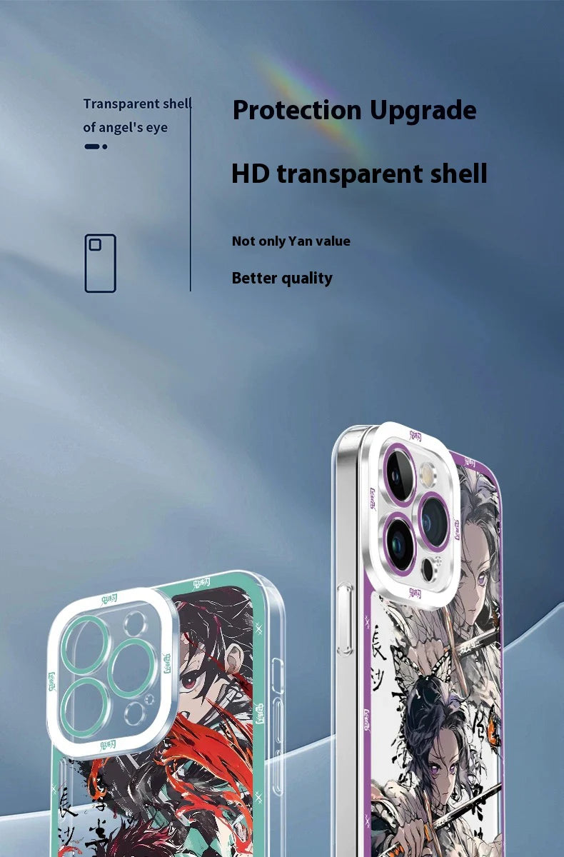 Anime Demon Slayer Clear Phone Case For iPhone 16 Pro Max 15 14 Pro Max 13 12 11 XS X XR 8 7 SE 2020 Soft Silicone Back Cover