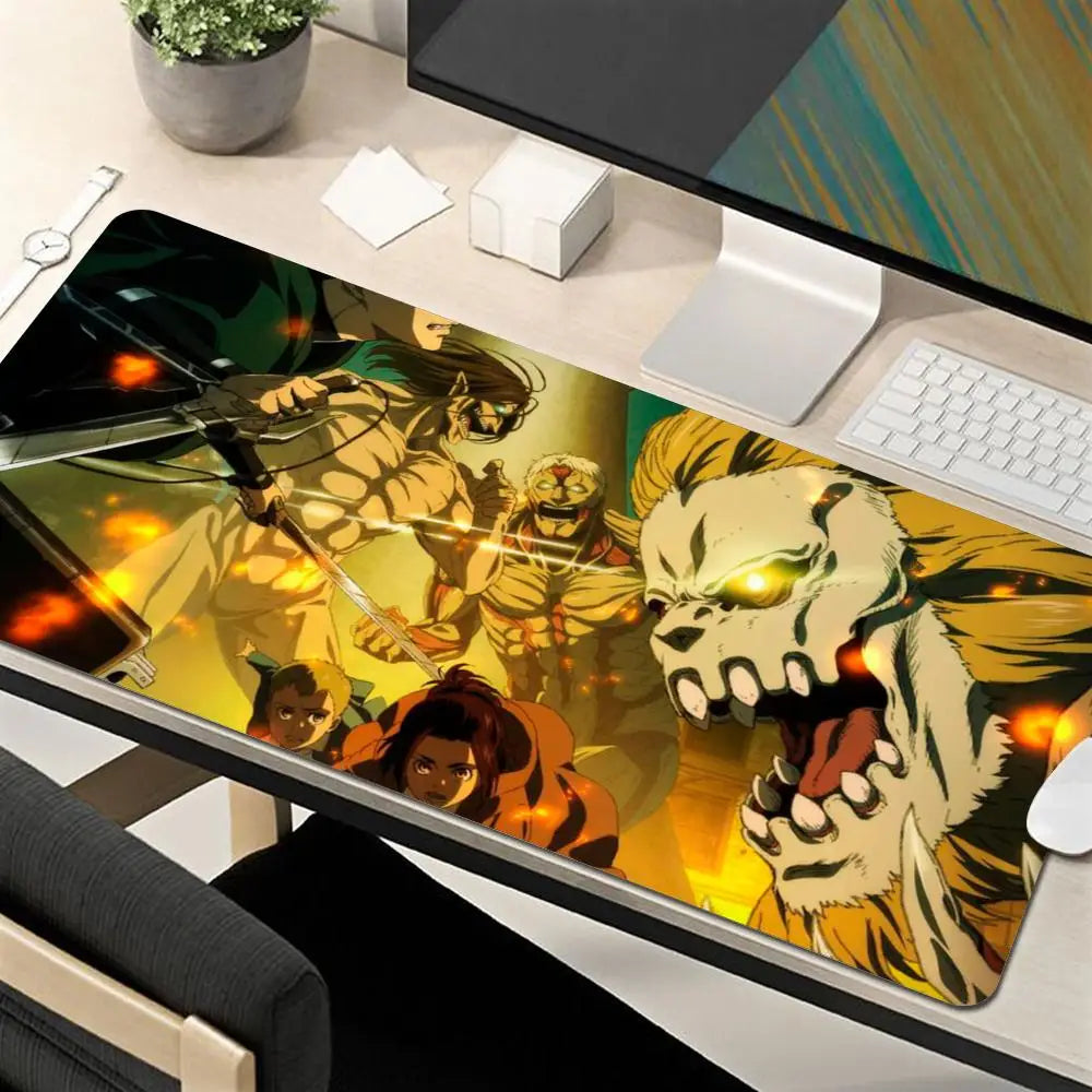 Attack on Titan Anime Large Lock Edge Mouse Pad Computer Mousepad XXL S Gaming Padmouse Gamer Laptop Keyboard Mouse Mats Carpet