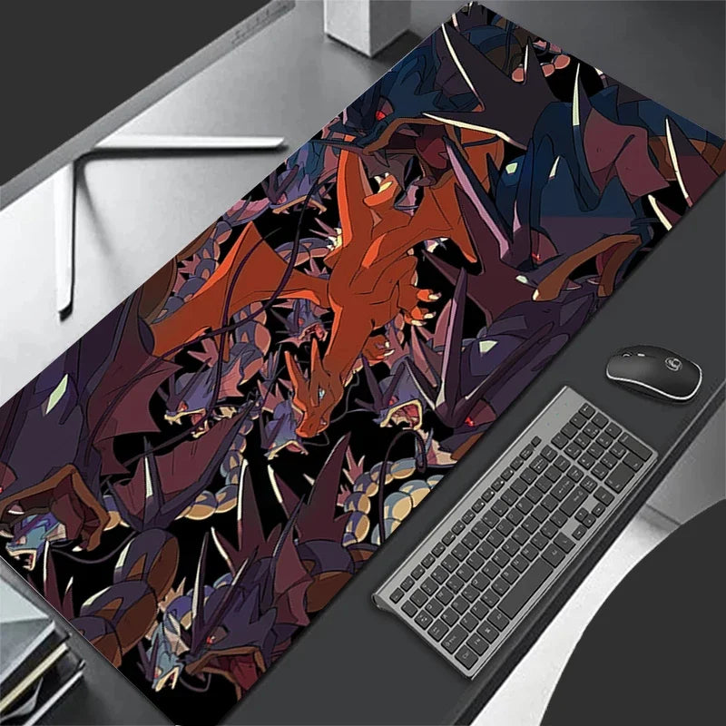 Mouse Pad Lockedge Large Gaming Accessories Computer Gamer Keyboard Pad Pokemon Charizard Mouse Mat Desk XXL Mousepad For gift
