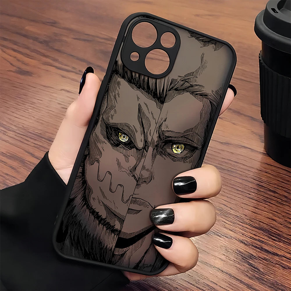 Luxury Attack On Titan Hot Anime Phone Case For iPhone 16 15 14 13 12 11 Mini Pro Max X XR XSMax 7 8 6 6s Plus Matte Clear Cover
