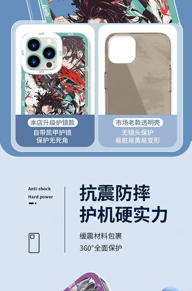 Anime Demon Slayer Clear Phone Case For iPhone 16 Pro Max 15 14 Pro Max 13 12 11 XS X XR 8 7 SE 2020 Soft Silicone Back Cover