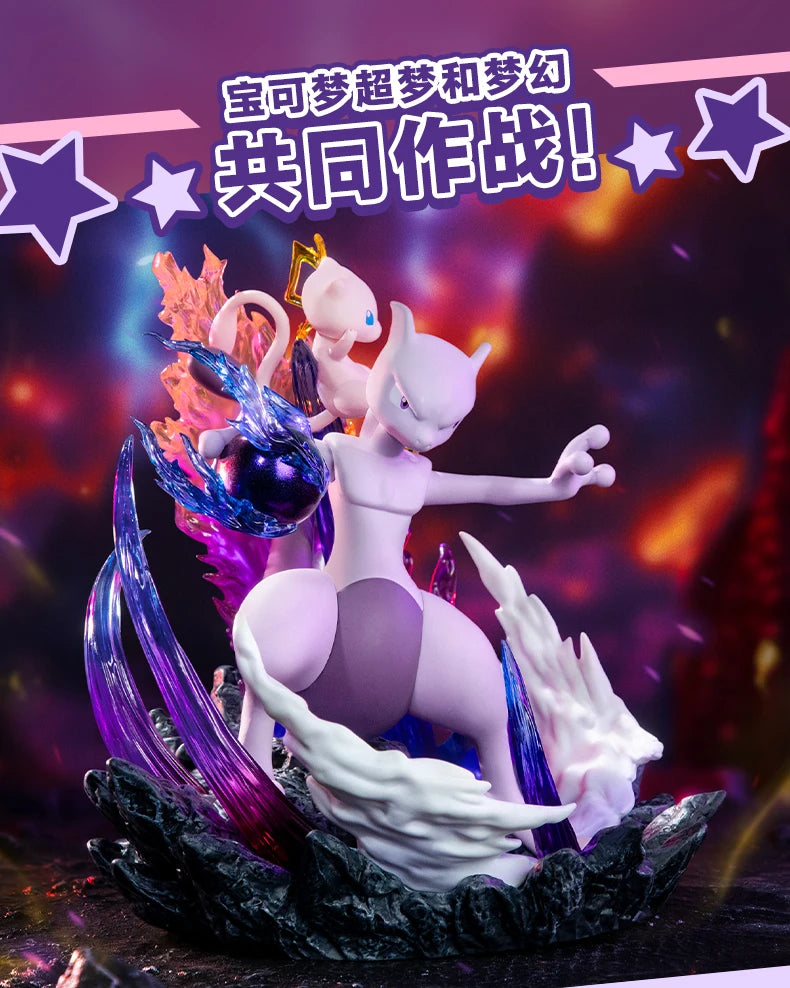 Pokemon Anime Action Figures Mewtwo And Mew Funism Original Genuine Home Model Figurine Desktop Collection Ornaments Toy Gift