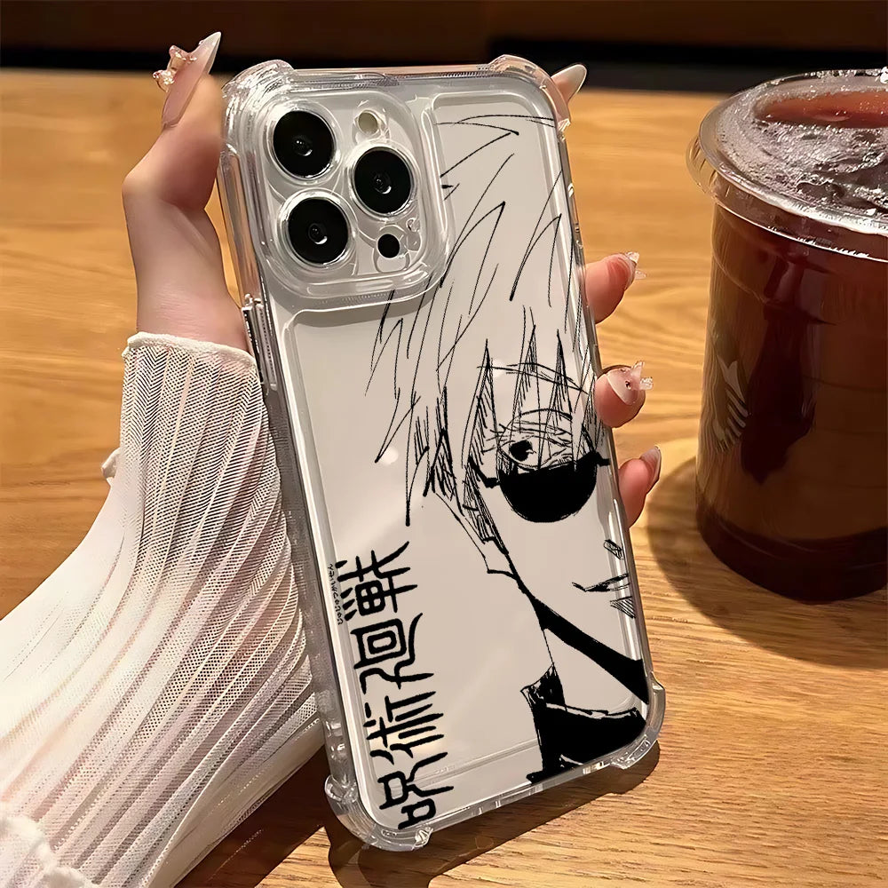 Anime Jujutsus Kaisens Gojo Phone Case for IPhone 16 15 14 13 12 11 Mini Pro Max X XR XSMax 8 Plus Shockproof Transparent Cover