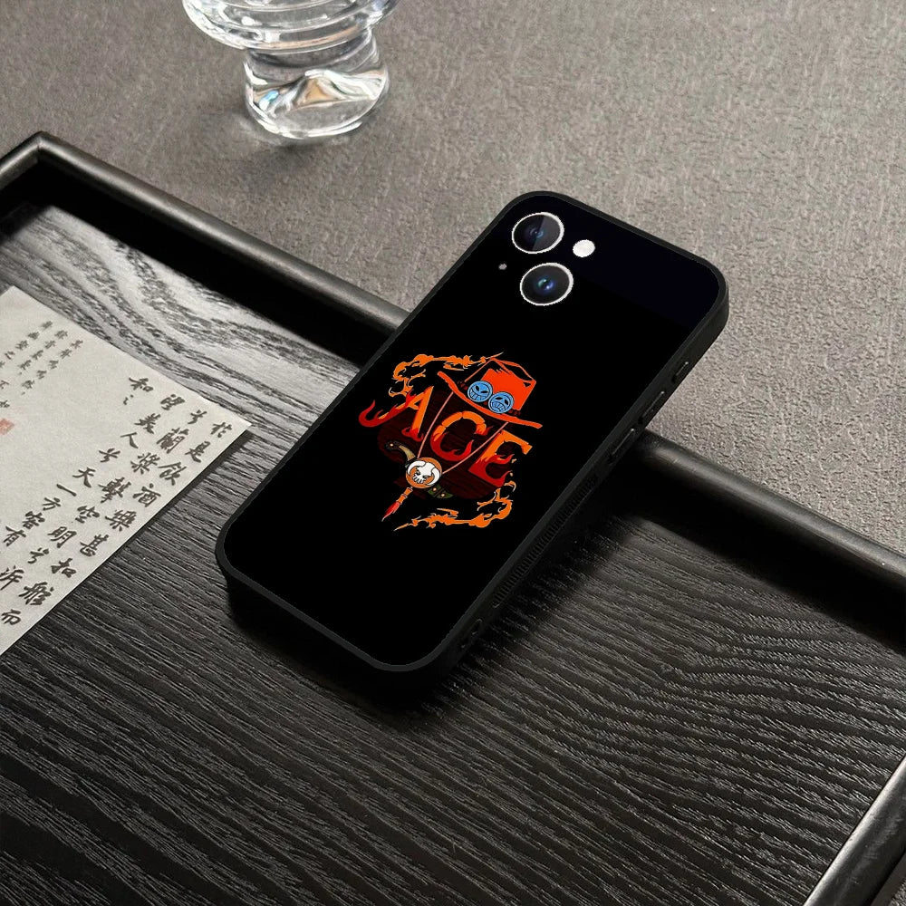 Portgas·D· Ace O-ones P-pieces Phone Case For Iphone 16 15 11 13 14 Pro Max 7 8 Plus X Xr Xs Max 12mini Black Shell Cover Case