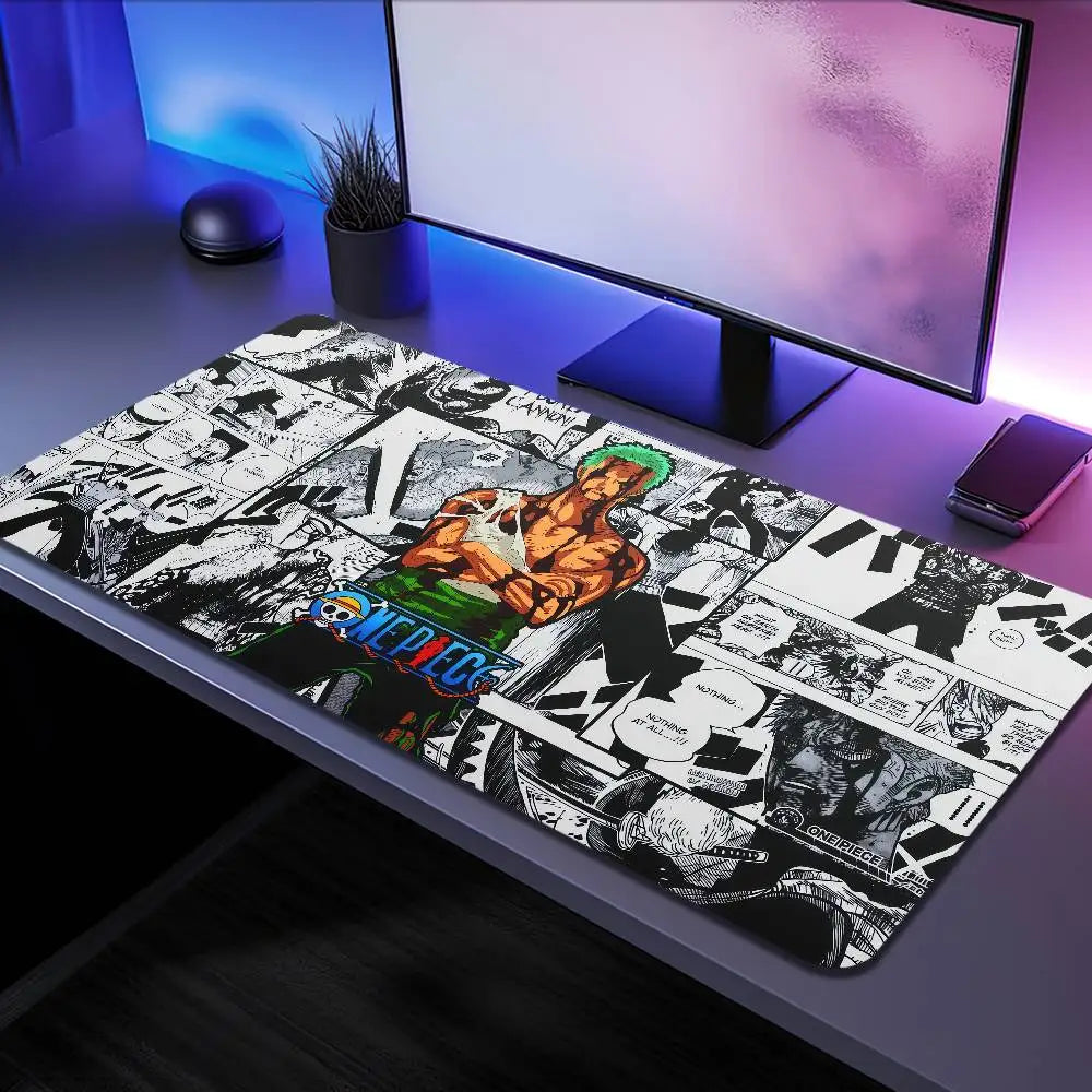 ONE PIECE Roronoa Zoro Anime Mousepad Large Desk Mat Keyboard Ergonomic Office Rubber PC Non-slip Anti-fray Home Custom Game