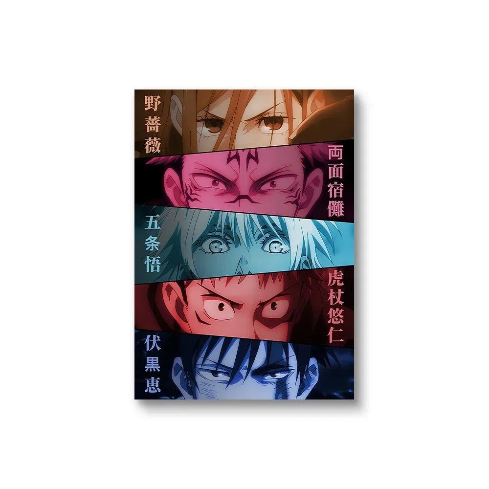 Anime Jujutsu Kaisen Prints Poster Itadori Yuji Fushiguro Megumi‌ Sukuna Collage Canvas Painting Home Decor Poster Fans Gifts