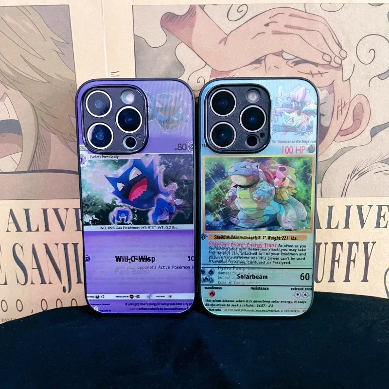 3D Grating Card Pokemon Charizard Phone Case for iPhone 16 15 14 13 11 12 17 Pro Max Plus Mini Air Blastoise Venusaur Back Cover