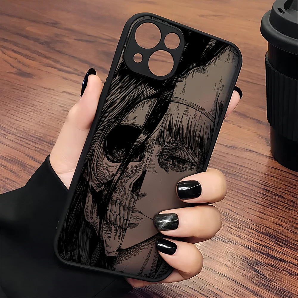 Luxury Attack On Titan Hot Anime Phone Case For iPhone 16 15 14 13 12 11 Mini Pro Max X XR XSMax 7 8 6 6s Plus Matte Clear Cover
