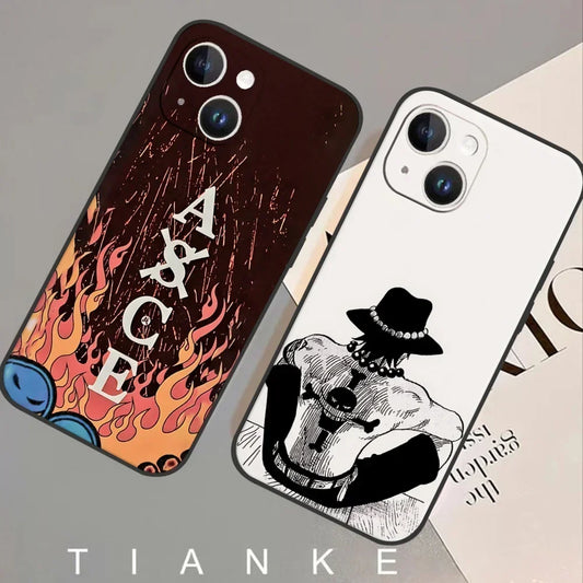 Portgas·D· Ace O-ones P-pieces Phone Case For Iphone 16 15 11 13 14 Pro Max 7 8 Plus X Xr Xs Max 12mini Black Shell Cover Case