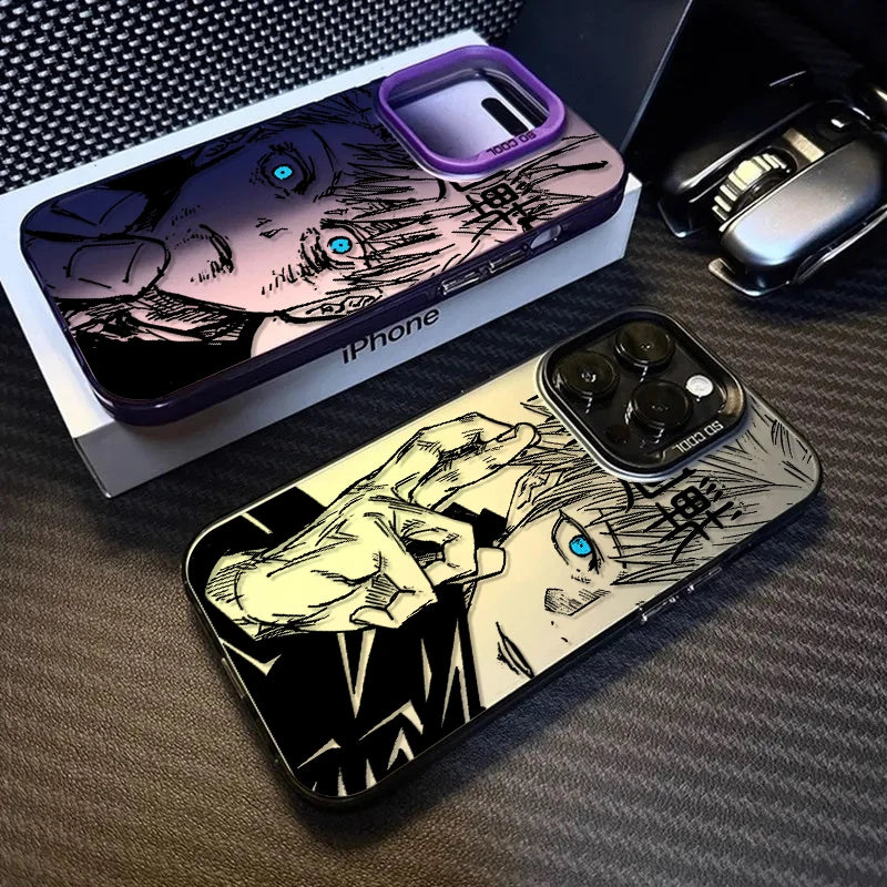 Jujutsu Kaisen Gojo Fashion For iPhone 15 14 13 12 11 Pro Max XS Max X XR 7 8 Plus 6S Fashion Colorful Silver Phone Case