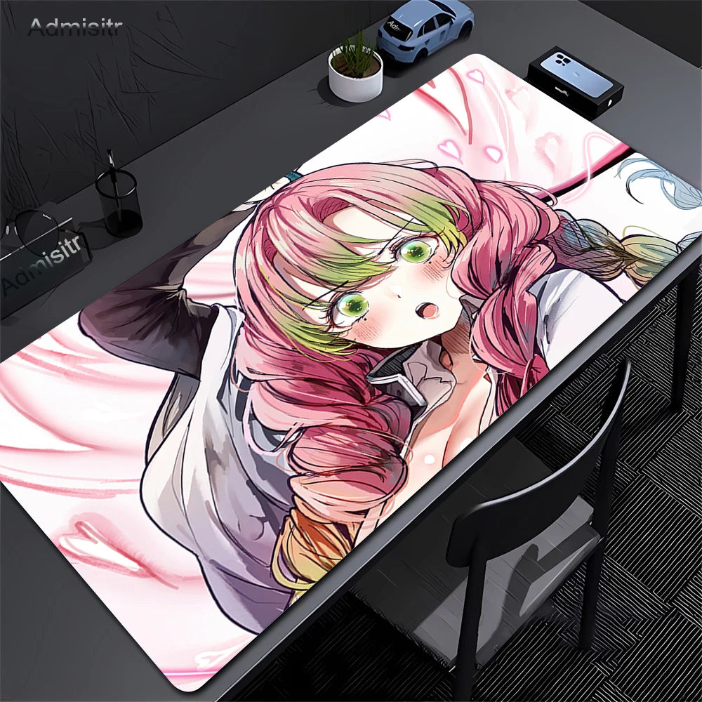 Large Mouse Pad Demon Slayer Nezuko Cute Anime Mousepads Kawaii Table Mats Office Accessories Deskmat Rubbe Lockedge Mouse Mat