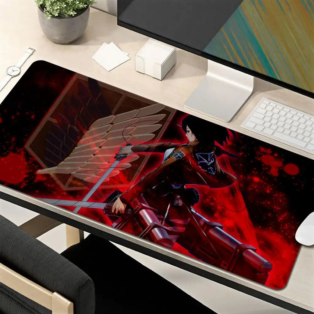 Attack on Titan Anime Large Lock Edge Mouse Pad Computer Mousepad XXL S Gaming Padmouse Gamer Laptop Keyboard Mouse Mats Carpet